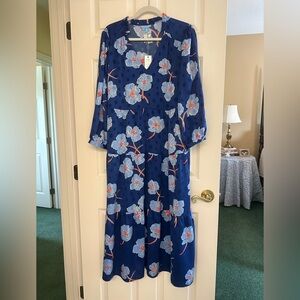 Draper James Blue Floral Tiered Maxi Dress